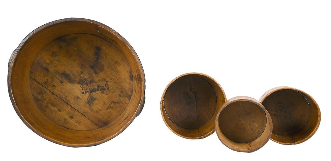 Group of Bentwood Dry Measures and Domestic Containers - 12