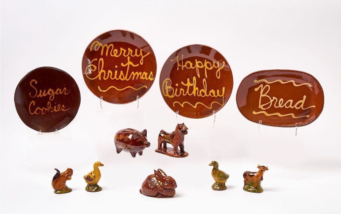 Group of Contemporary Redware Figurines and Plates (1 of 9)