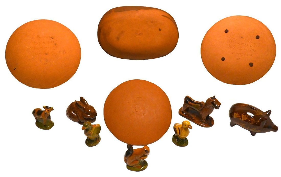 Group of Contemporary Redware Figurines and Plates - 2
