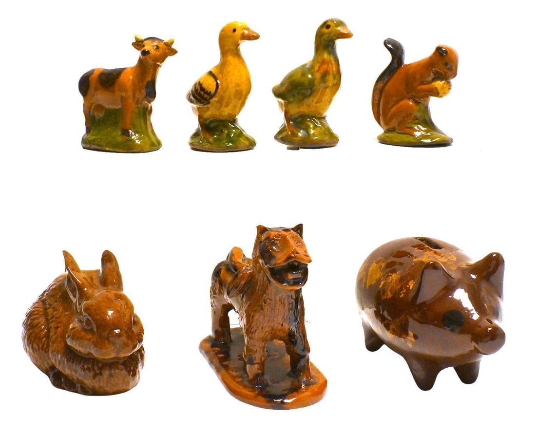 Group of Contemporary Redware Figurines and Plates - 5