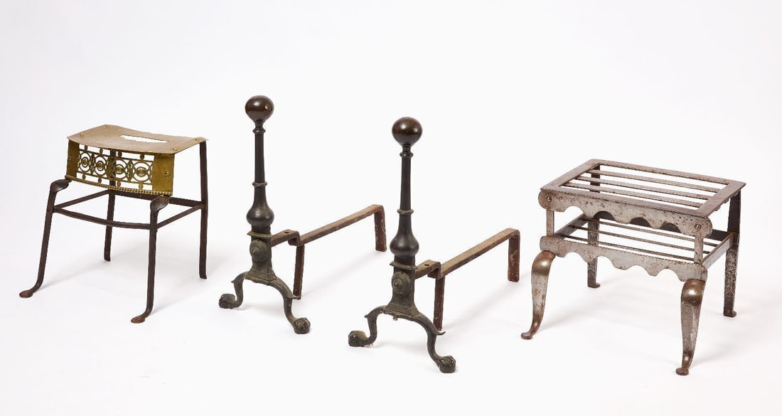 Pair of Andirons and Two Trivet Footmen (1 of 2)