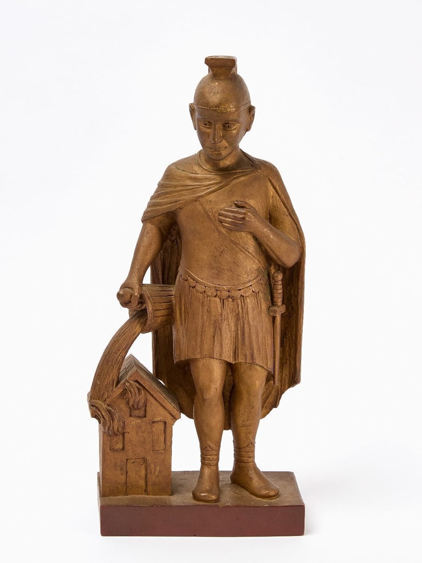 Anton Ziegler - Carving of St. Florian: Anton Ziegler (1874–1955), carving of St. Florian. Carved and painted wood. Early 20th century. H 16-3/4 in. W 7-1/4 in. D 3-7/8 in.