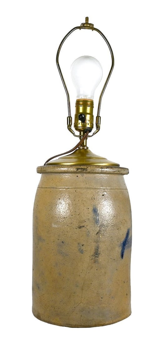 Country Converted Stoneware Vase Lamp - 3