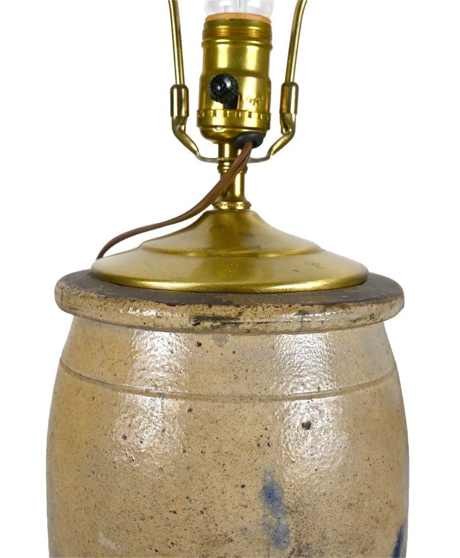Country Converted Stoneware Vase Lamp - 5
