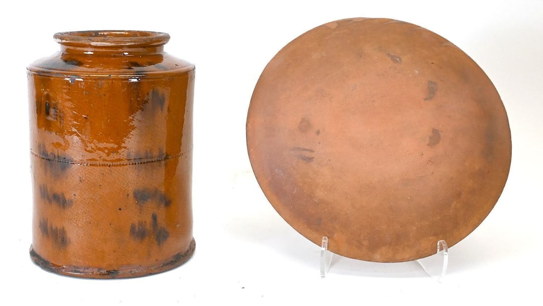 Redware Jar and Slip 'Smoker' Charger - 2