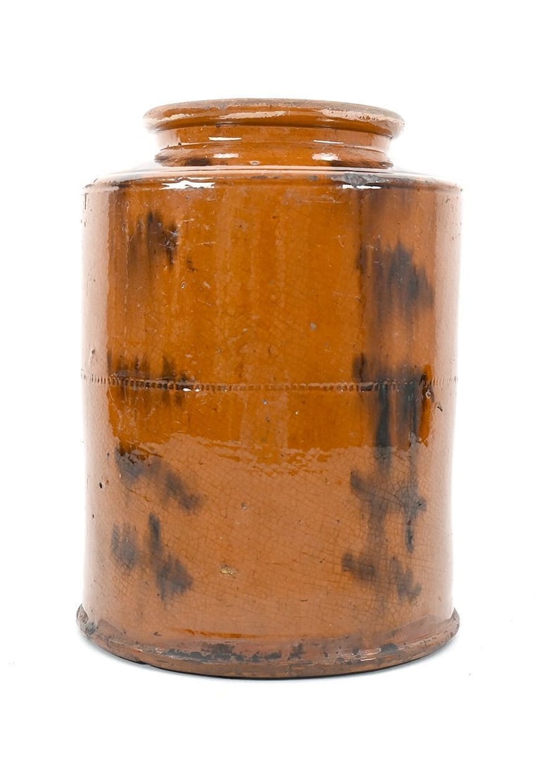 Redware Jar and Slip 'Smoker' Charger - 3