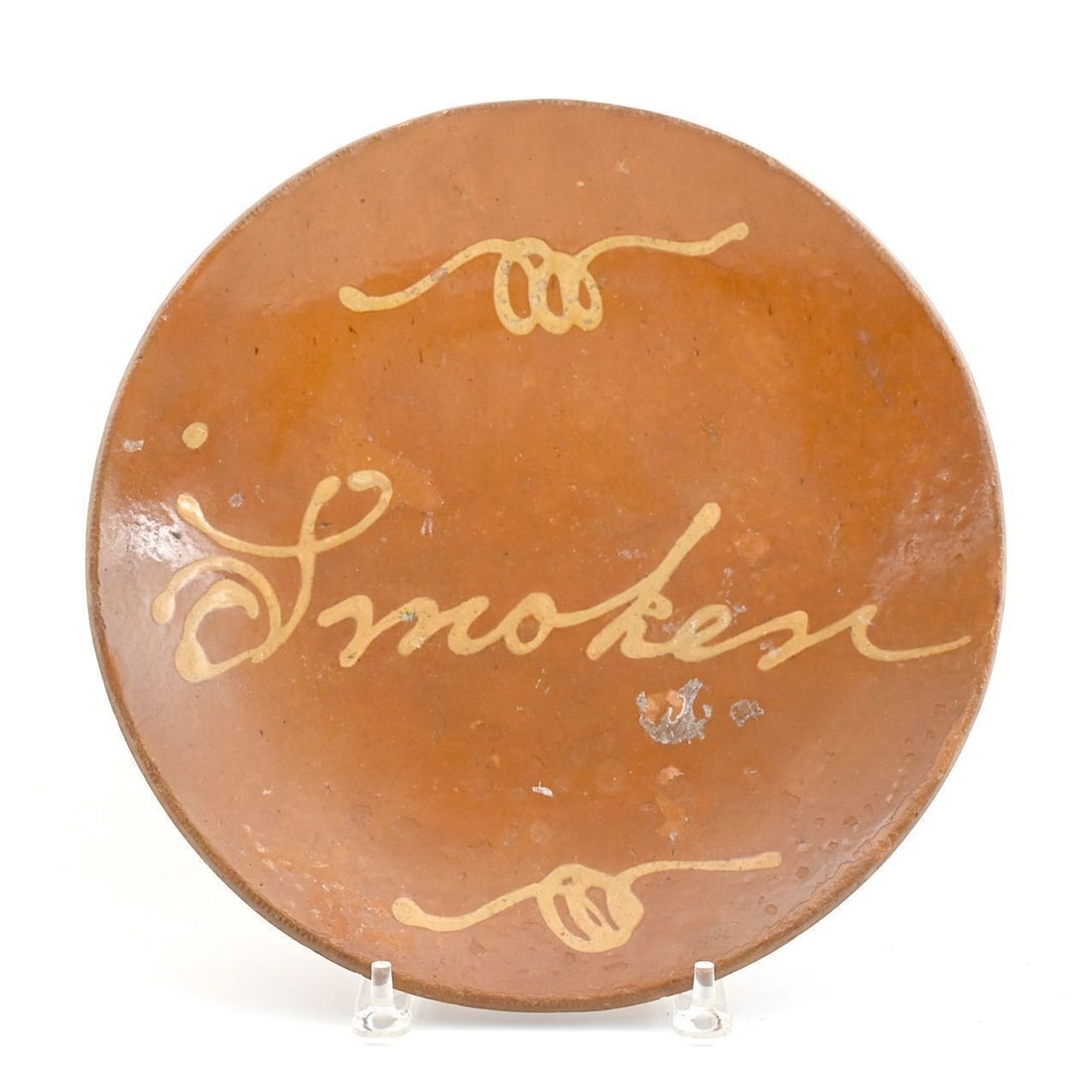 Redware Jar and Slip 'Smoker' Charger - 8