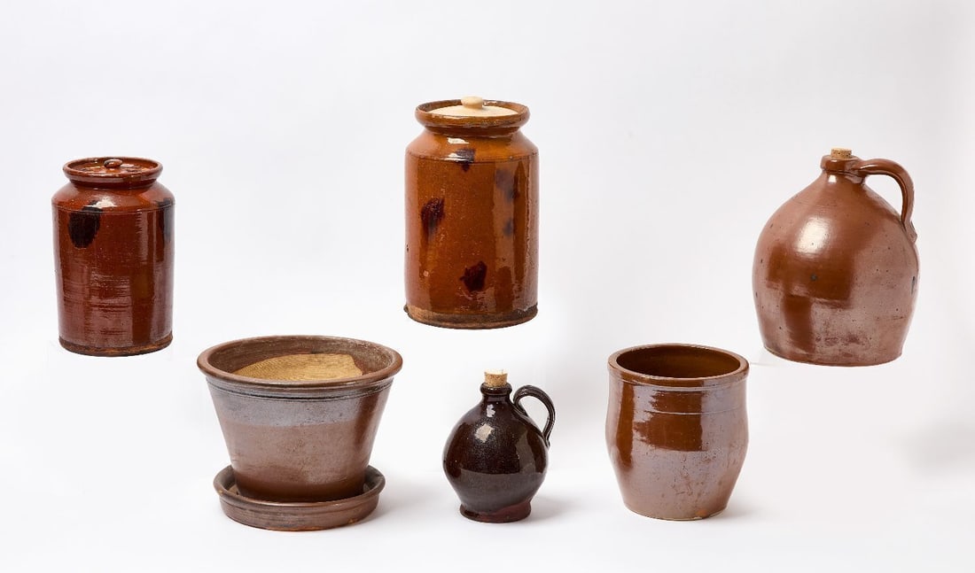 Six Pieces of Norwalk Redware Pottery - 2