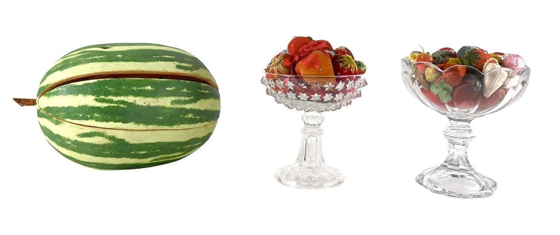 Folk Watermelon and Two Compotes with Fruit Pincushions - 2