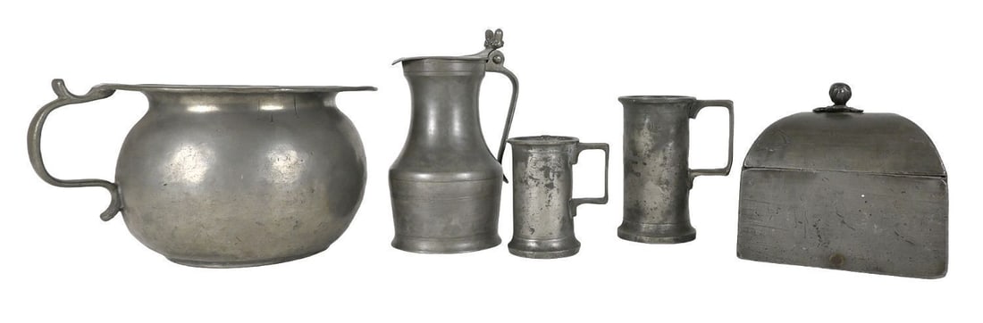 Group of Domestic Pewter Items - 3
