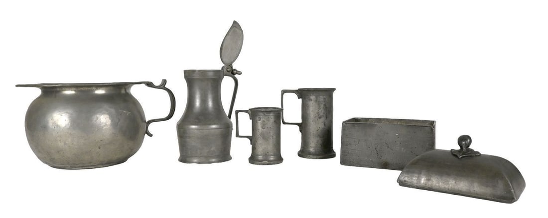 Group of Domestic Pewter Items - 4