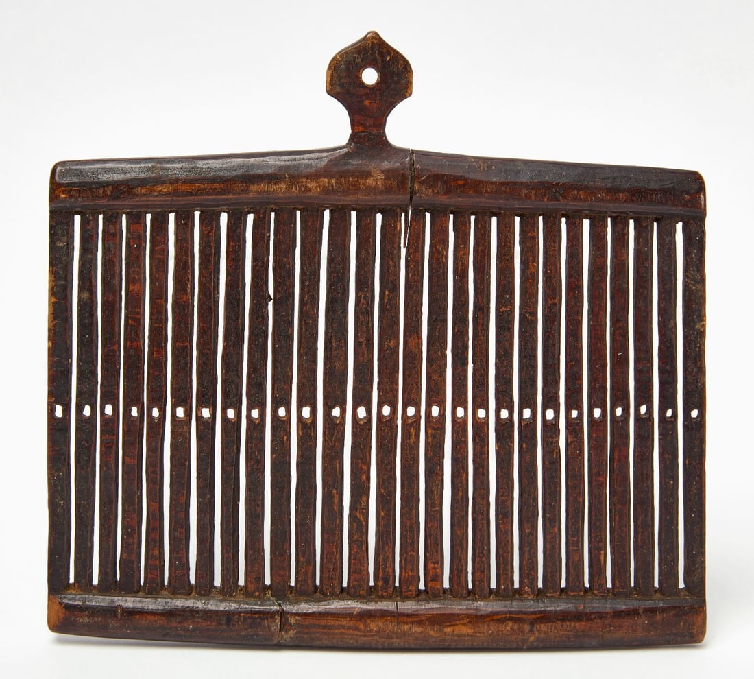 Folk Tape Loom, Wall Rack, and Brass Pail - 2