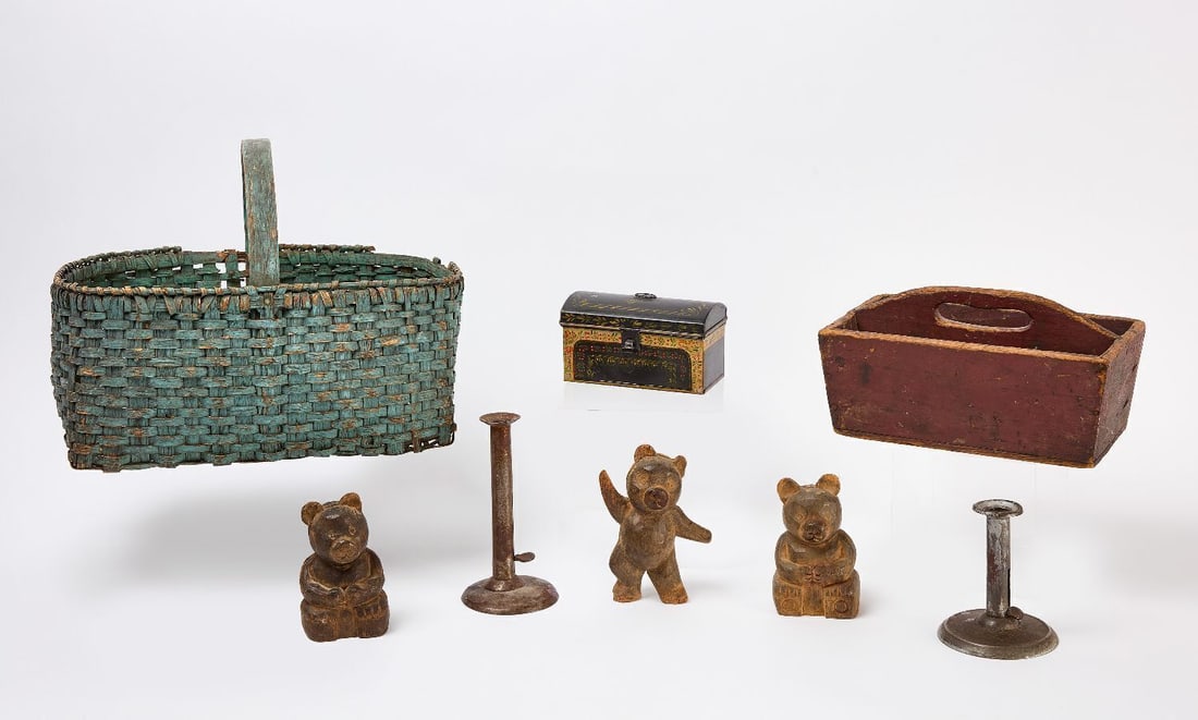 Blue Splint Basket with Contents (1 of 3)