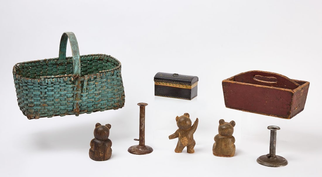 Blue Splint Basket with Contents - 2