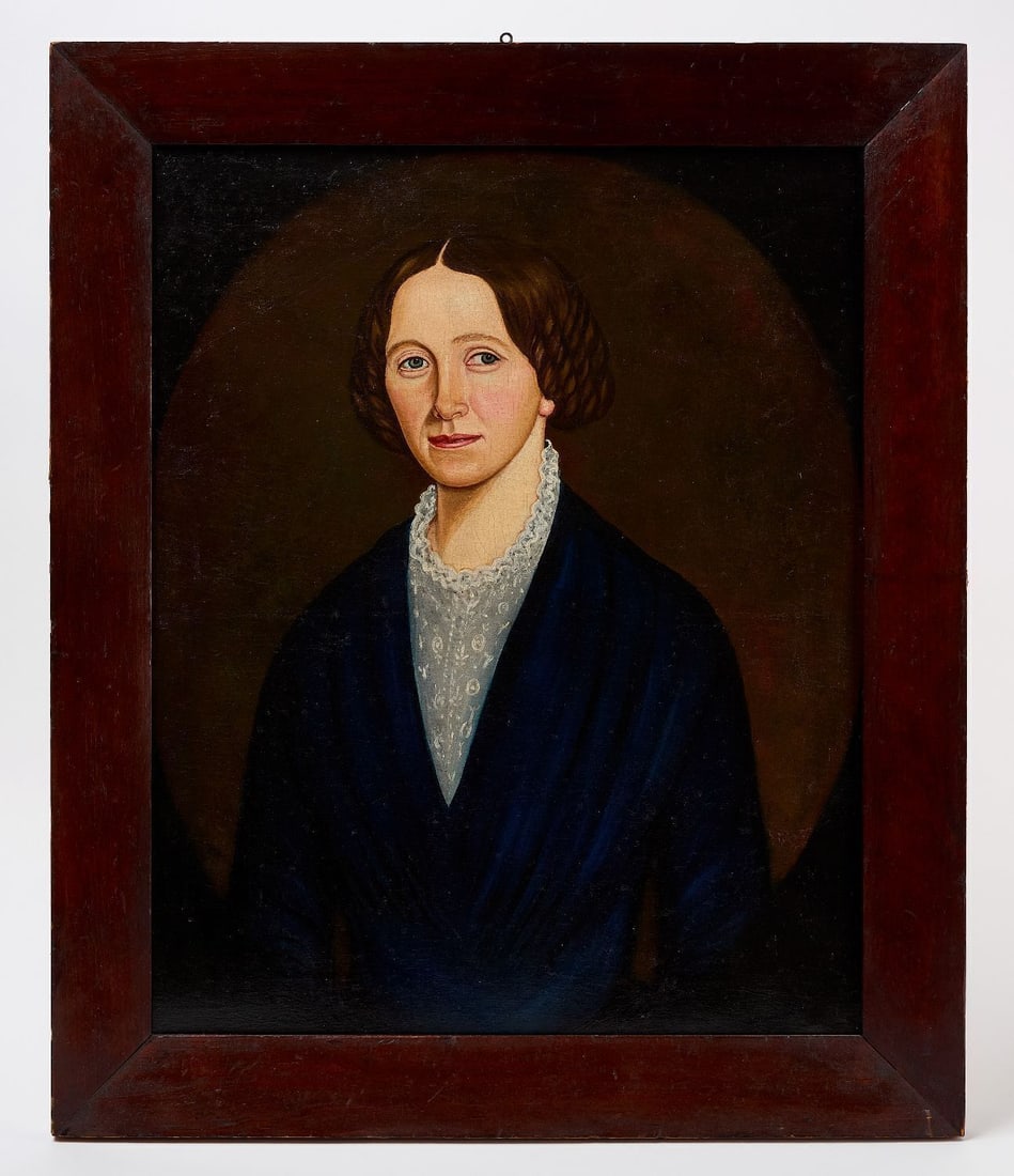 Portrait of a Lady: Portrait of a Lady. Oil on canvas. Relined. Period frame. American, mid 19th century. Frame: H 30-5/8 in. W 25-1/2 in. Canvas: H 27-1/4 in. W 22-1/4 in.
