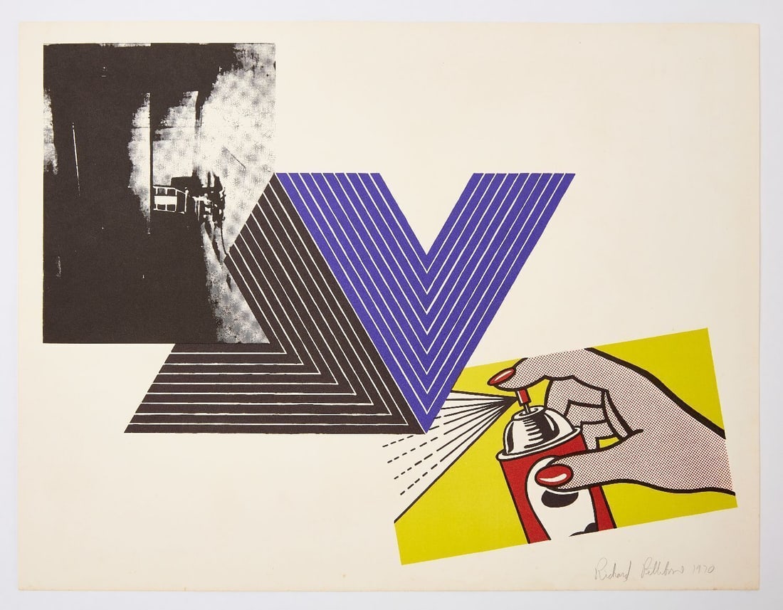 Richard Pettibone - Warhol & Lichtenstein Screenprint: Richard Pettibone (1938–2024, Los Angeles, CA), 'Appropriation' screenprint with Andy Warhol (1928–1987) and Roy Lichtenstein (1923–1997) works. Screenprint on