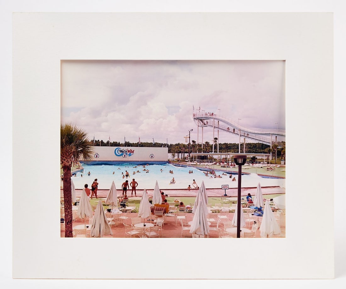 Joel Sternfeld - Wet 'n Wild Aquatic Theme Park: Joel Sternfeld (1944-2025), Wet 'n Wild Aquatic Theme Park, Orlando, Florida, September, 1980. Dye transfer print. Signed, titled, numbered and dated verso: 'Dye transfer print 2/50 - Wet