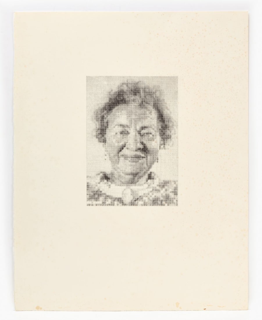 Chuck Close - 'Fanny' 1980 Offset Lithograph: Chuck Close (American, b. 1940), 'Fanny' 1980, from the porfolio of Offset Lithographic Prints, 1981. Offset lithorgraph on Arches 140 lb. hot press paper. Work: H 10 in. W 7 in. Sheet: H 23 i