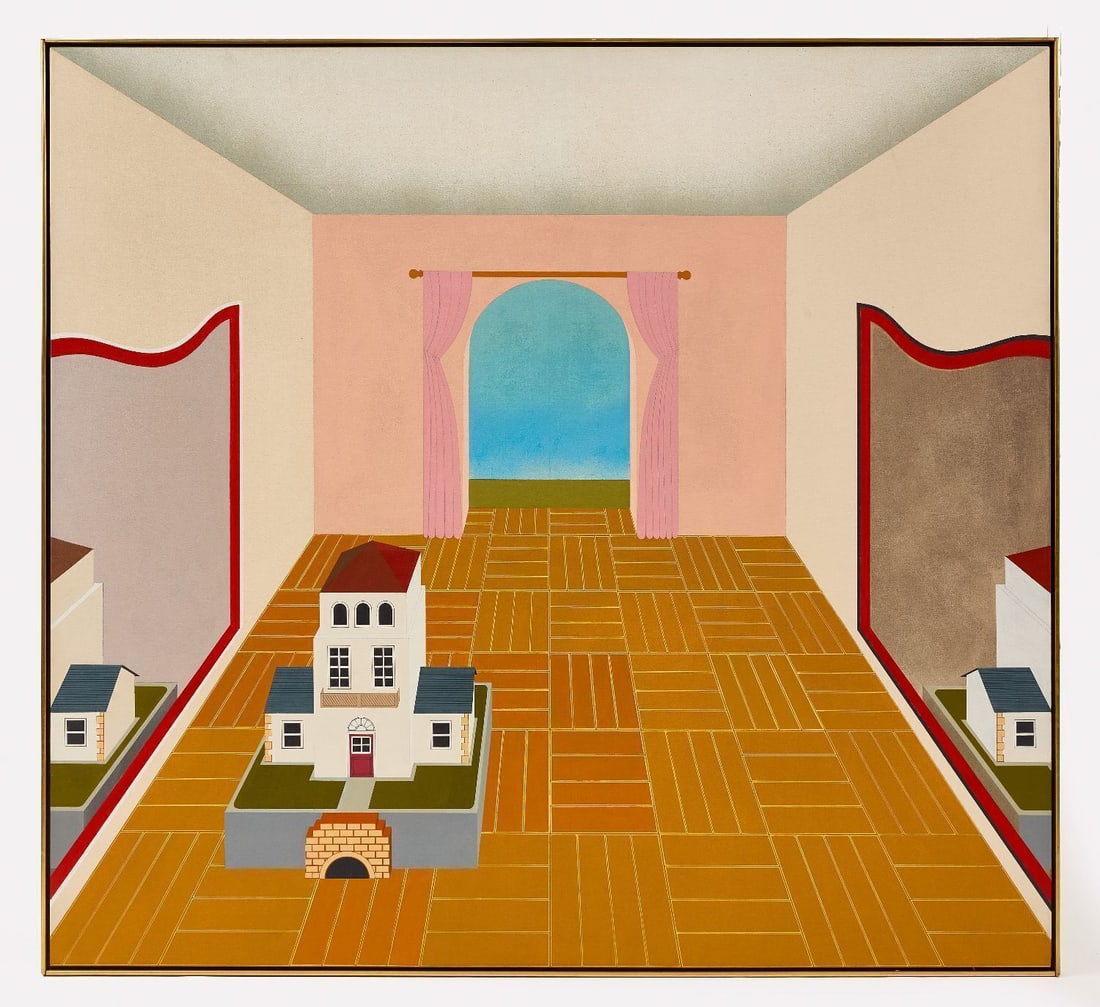 David Pease - 'Dollhouse': David Pease (American, 1932–2018), Dollhouse, 1969. Oil on canvas. Signed and dated on verso. Canvas: H 72 in. W 66 in. Provenance: Estate of David and Julie Pease.