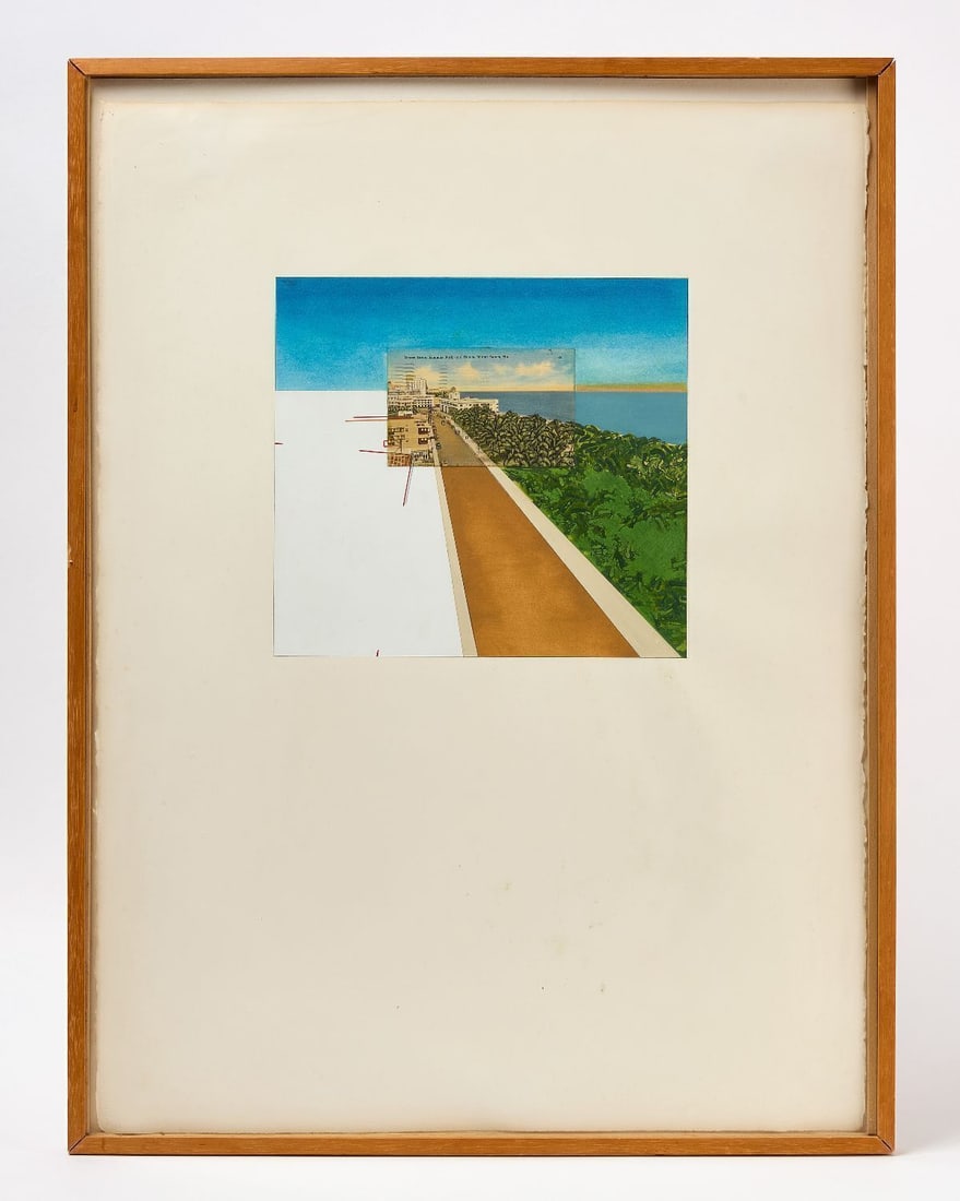 David Pease - Lummus Park: David Pease (American, 1932–2018), 'Lummus Park', 1974. Mixed media work centering a postcard from "Ocean Drive: Lummus Park, and Hotels, Miami Beach. Fla." Goache and mixed me