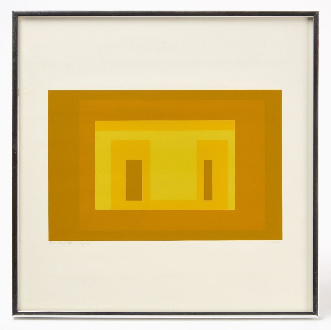 Joseph Albers - 'Variant I': Joseph Albers (German/American, 1888–1976), Variant I (1) from Ten Variants. Color screenprint on paper. Titled and numbered LL, dated 1966. Frame: H 17-1/4 in. W 17-1/4 in. Sight: H 8-1/2 in.