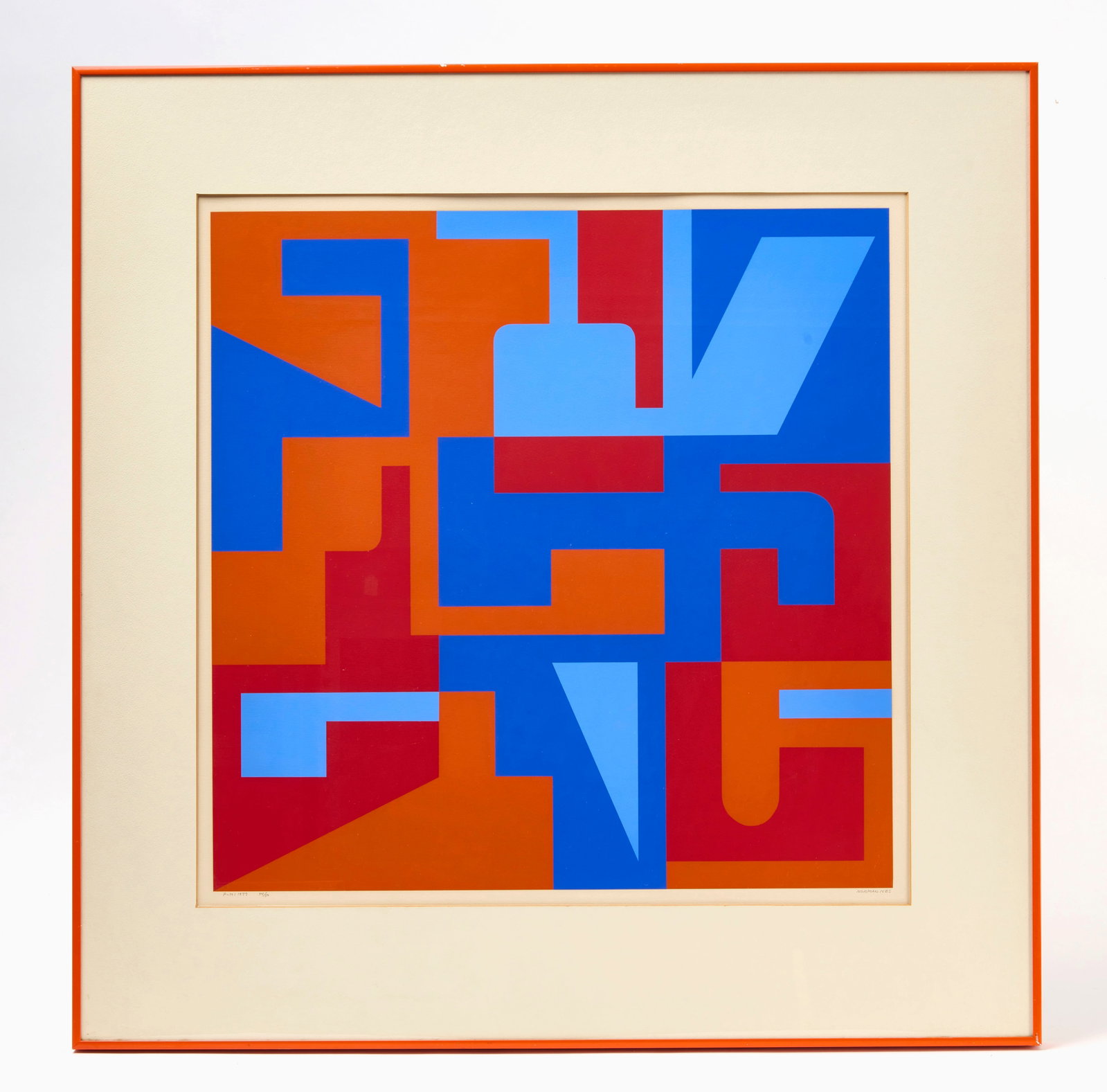 Norman Ives - 'P-M: 1977' Silkscreen Print: Norman Ives (American, Conn., 1923–1978), 'P-M: 1977'. Screenprint, numbered 34/50 lower left, signed lower right. Frame: H 34-3/4 x W 34-1/8 in.; Mat Opening: H 25 in. W 25-1/4