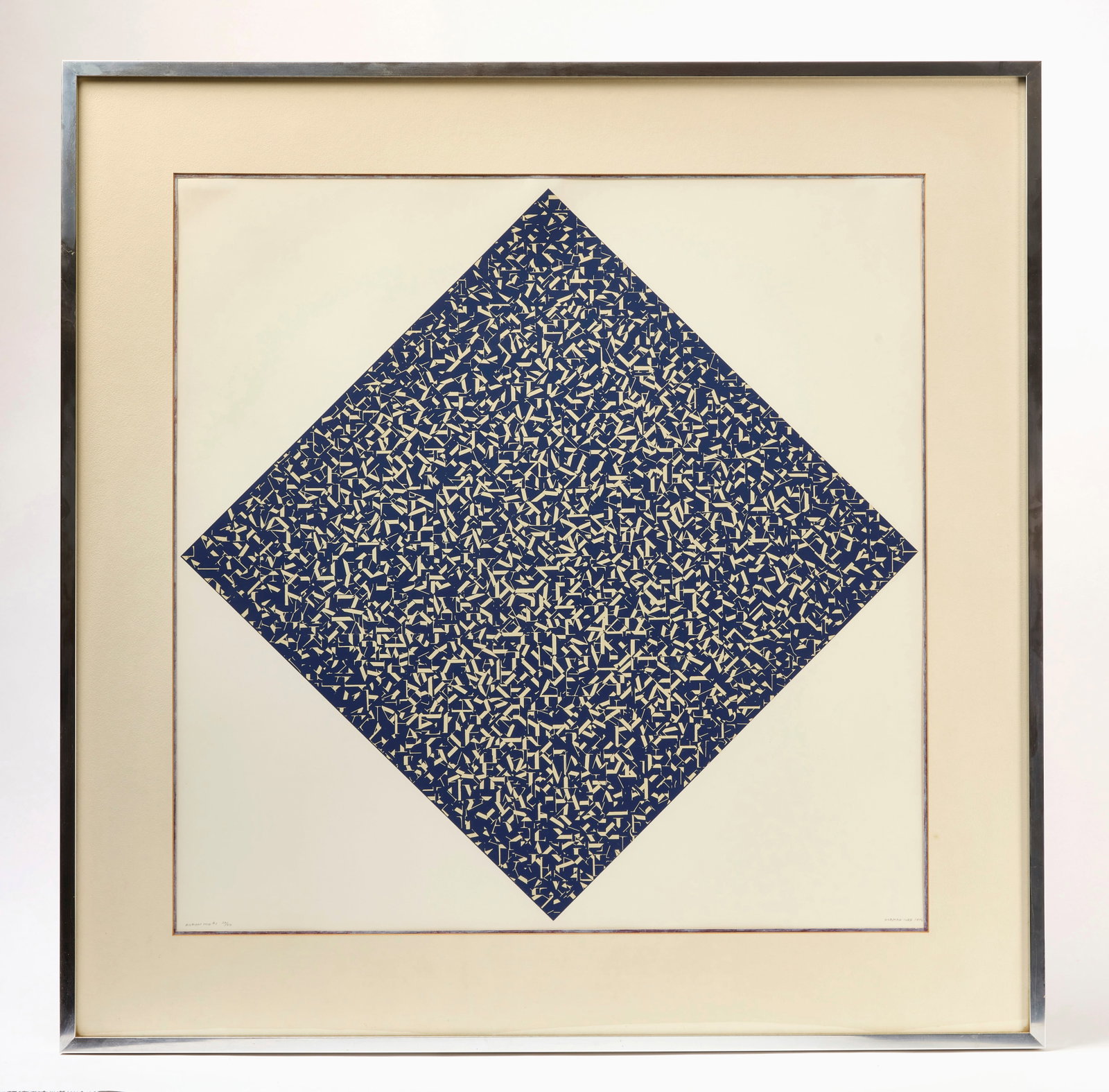 Norman Ives - 'BODINI MIX #1' Silkscreen Print: Norman Ives (American, Conn., 1923–1978), 'BODINI MIX #1'. Screenprint, numbered 39/50 lower left, signed lower right and dated 1976. Frame: H 34-3/4 x W 34-1/8 in.; Mat Opening: H
