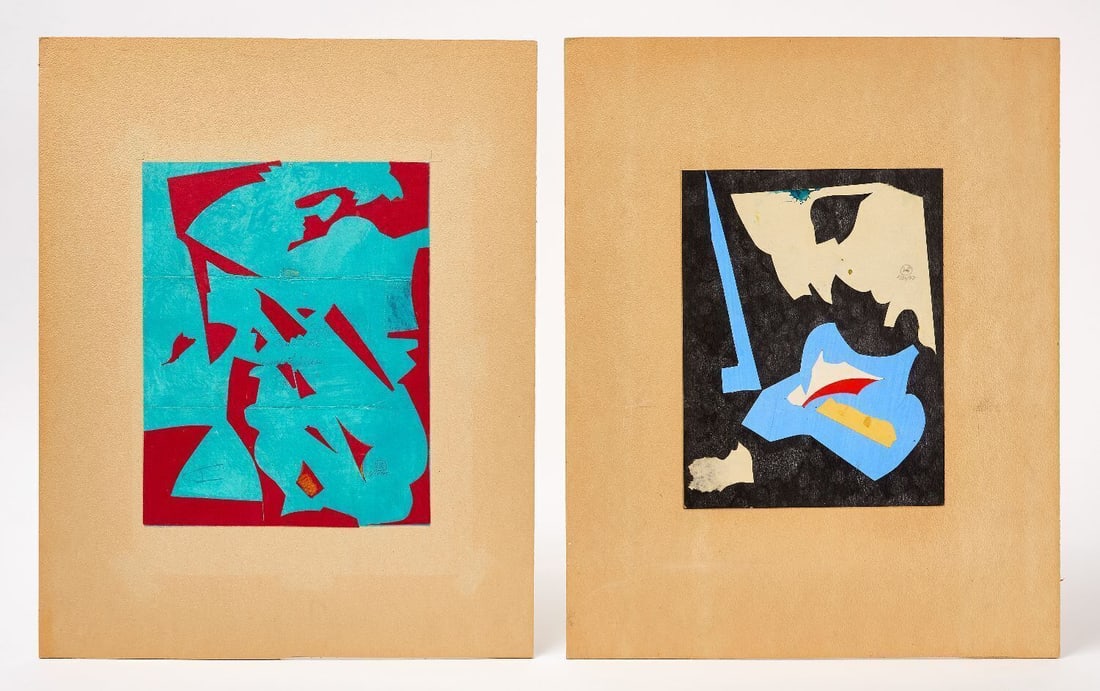 William Horace Littlefield - Two Mixed Media Collages on Board (1 of 3)