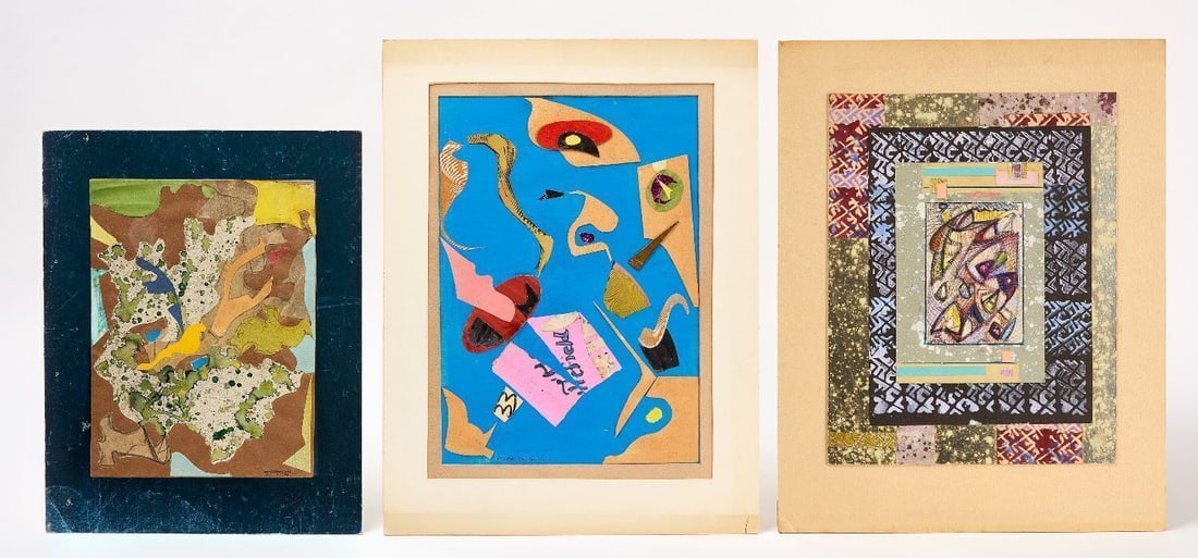 William Horace Littlefield - Group of Three Mixed Media Collages on Board (1 of 3)