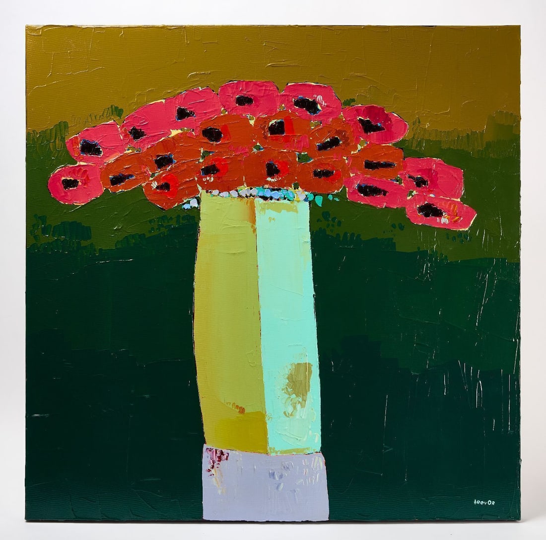 Trevor Mikula - Summer Bouquet: Trevor Mikula (Michigan USA, b. 1980), 'Summer Bouquet'. Acrylic on canvas. Signed to LR. Titled on reverse. H 40 in. W 40 in.