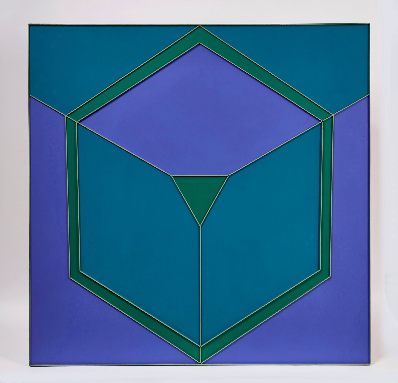 Peter Anthony Stroud - 'Green Circumvert with Yellow Green': Peter Anthony Stroud (London, England 1921 - 2012 Princeton, New Jersey), 'Green Circumvert with Yellow Green', 1963. Compound emulsion on plywood. Signed and inscribed with title/da