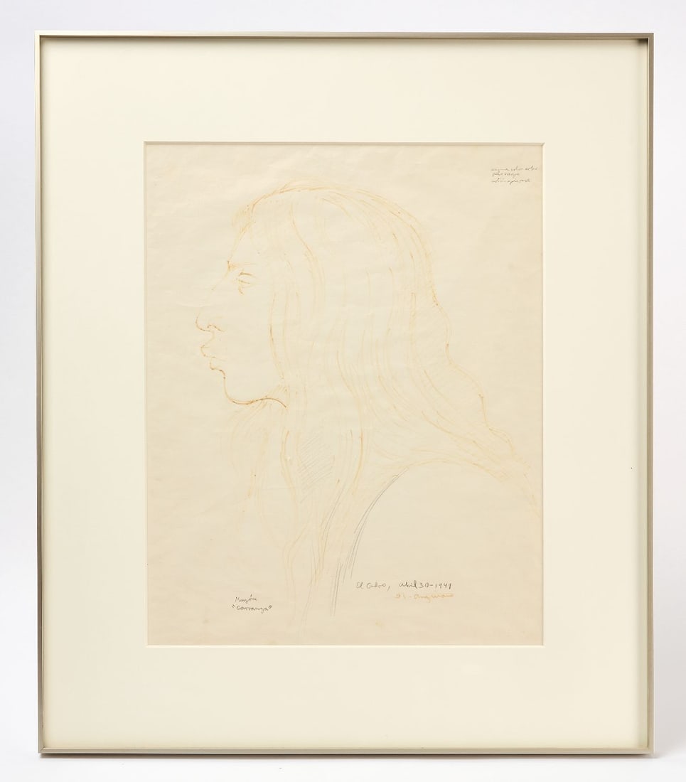 RaÃºl Anguiano - 'El Cedro' 1949: Raúl Anguiano (Mexican, 1915–2006), "El Cedro," April 30, 1949. Pencil on paper, side profile of a figure; inscribed lower left "Kayóme [?]Catanga[?] / El Cedro,