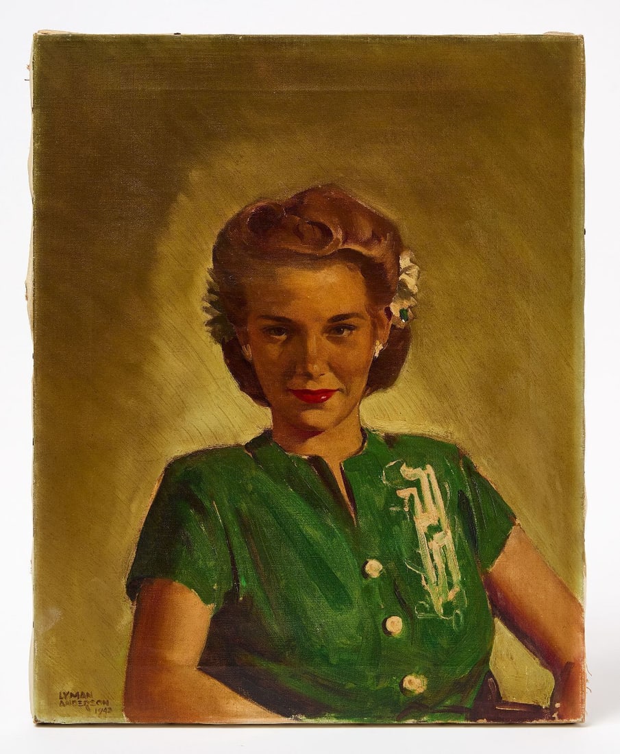 Lyman Anderson - Portrait of Marjorie Anderson: Lyman Anderson (American, 1907–1993), Portrait of his aunt, Marjorie Anderson. Oil on canvas. Signature to LL and dated 1943. H 20 in. W 16 in. Provenance: From the estate of a descendant