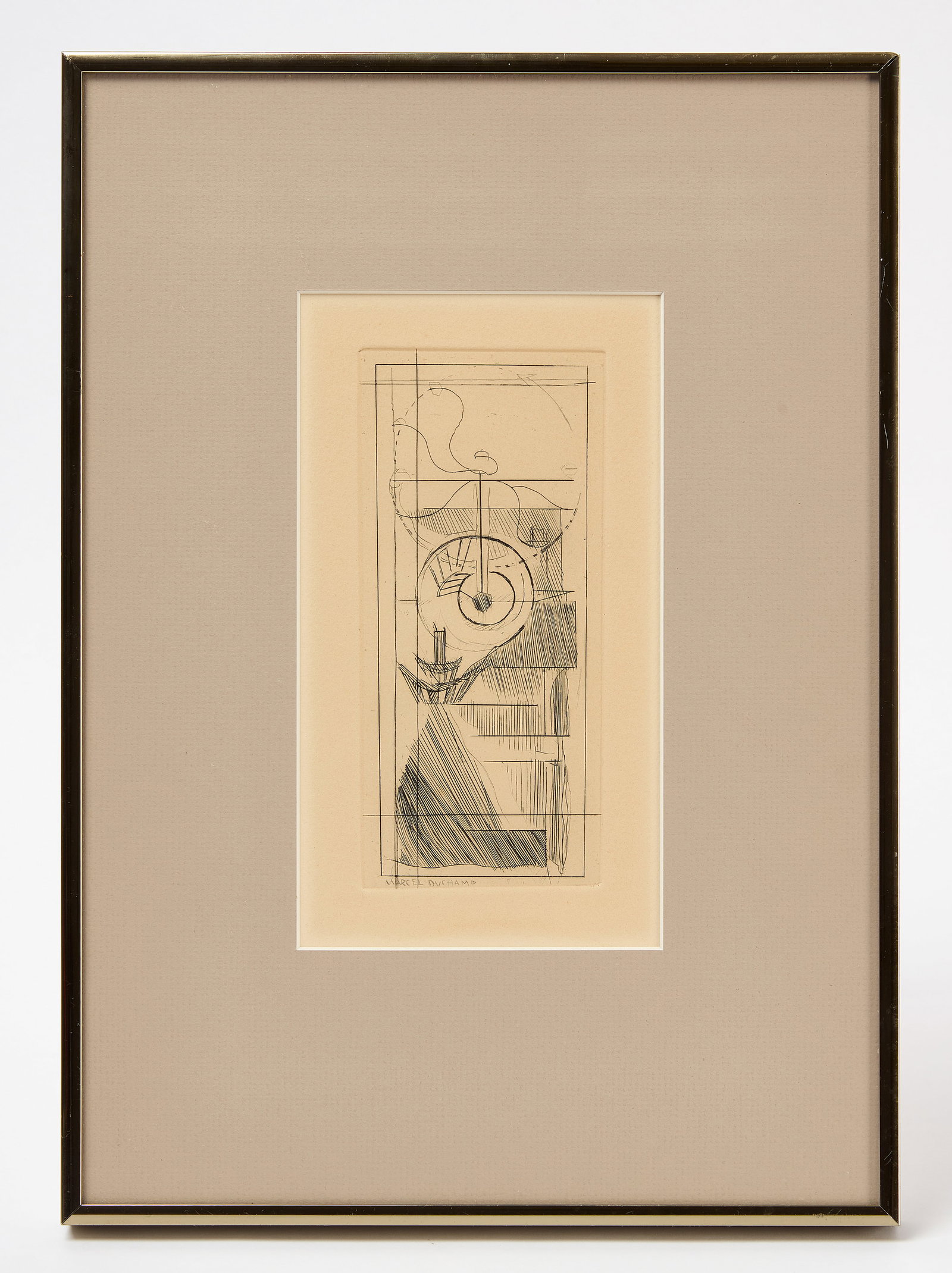 Marcel Duchamp - Coffee Mill (Du Cubisme): Marcel Duchamp (b. 1887, Blainville-Crevon, France, d. 1968), Coffee Mill (Moulin à Café), from Du Cubisme. Etching from a cancelled plate. Signed in the plate, lower left. France,
