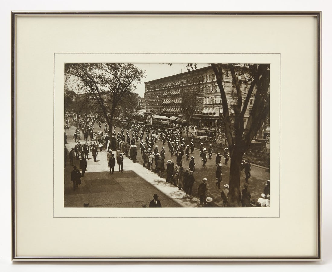 James Van Der Zee - Garveyite Parade: James Van Der Zee (American, 1886–1983) - 'Garveyite Parade, New York'. 1980s silver gelatin print from a 1920s or 30s negative. Signed LR. Garveyite parades in New York, honoring M
