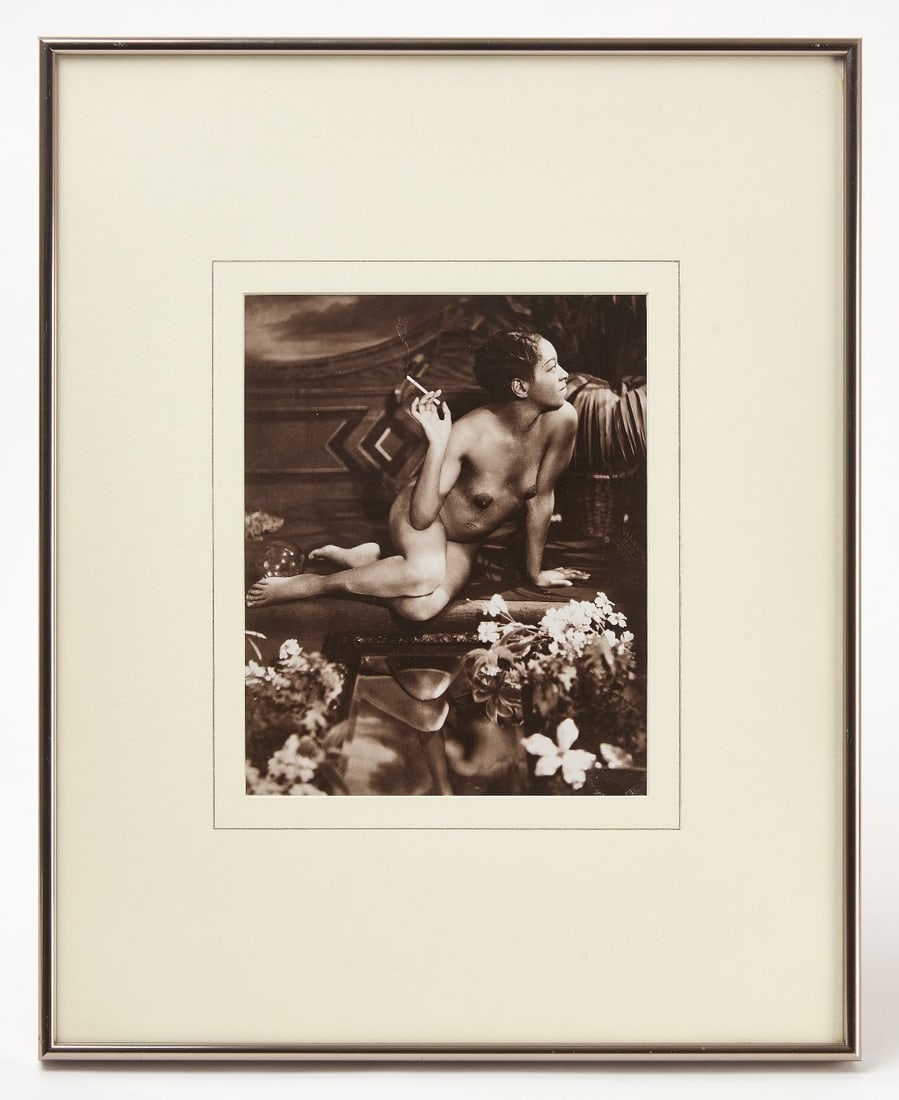 James Van Der Zee - Black Aphrodite: James Van Der Zee (American, 1886–1983), 'Black Aphrodite'. 1980s reprint from 1930s negative. Depicts a nude woman in a recumbent pose, smoking a cigarette in a studio environment decor