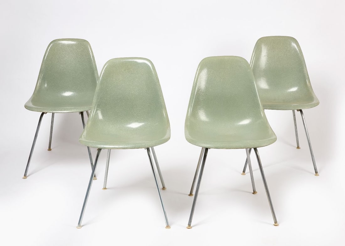 Set of Four Eames Shell Chairs in Seafoam Green (1 of 5)