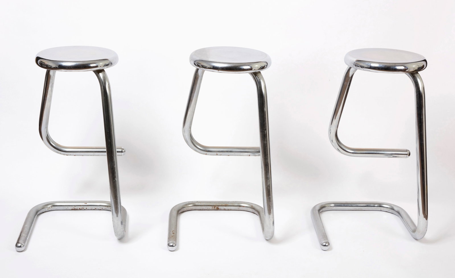 Three Chrome Kinetics 'Paperclip' Bar Stools - 2