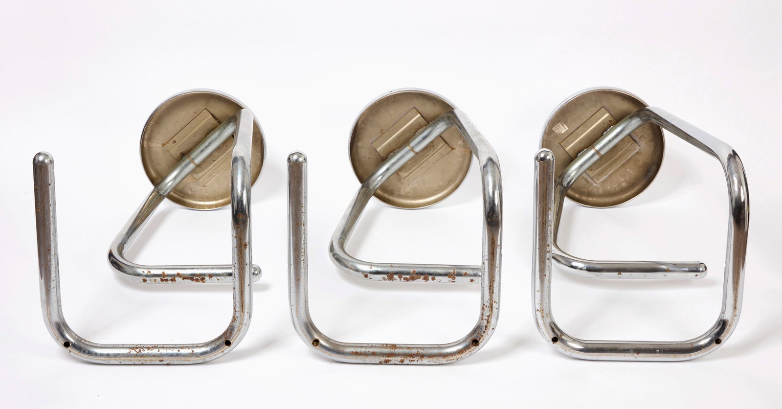Three Chrome Kinetics 'Paperclip' Bar Stools - 3