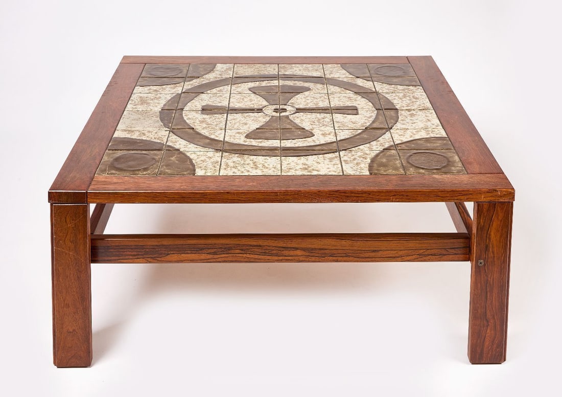 Rosewood and Tile Coffee Table (1 of 3)