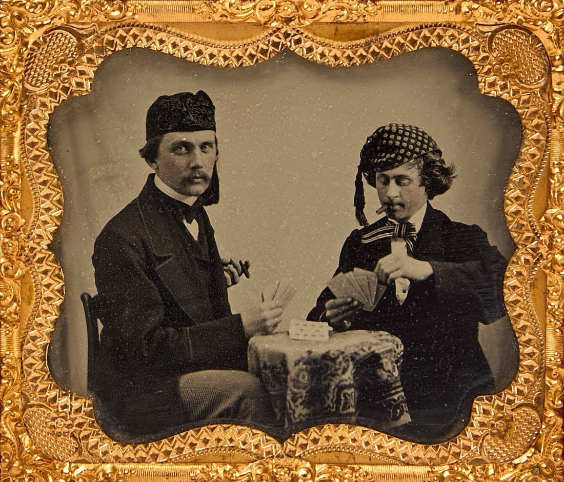 Ambrotype of Two Men Playing Cards (1 of 3)
