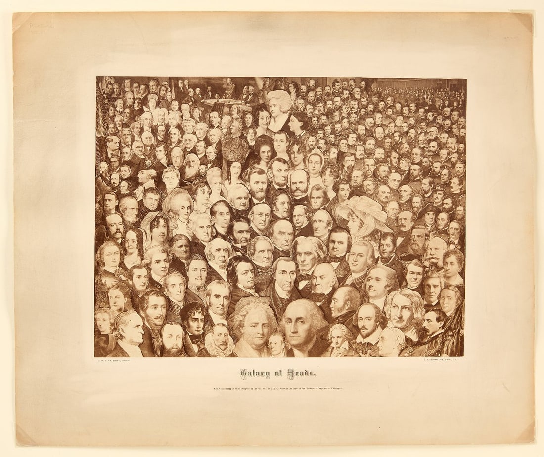 James Wallace Black - Galaxy of Heads: James Wallace Black (American, 1825–1896), 'Galaxy of Heads' by J. A. Clough publishers (Providence RI). Modern folding mat. Mat: H 24 in. W 30 in. Photo: H 20-1/8 in. W 24-1/8