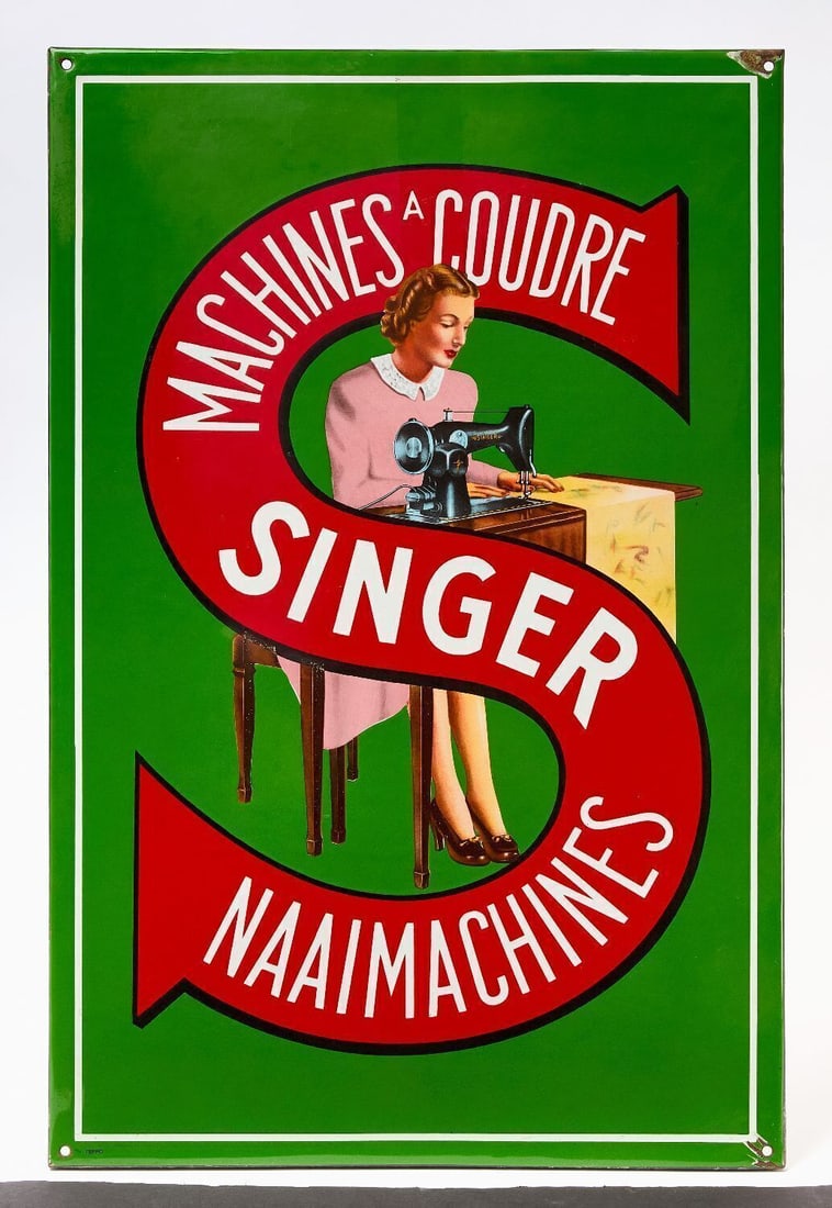 Singer Sewing Machines Porcelain Sign (1 of 2)