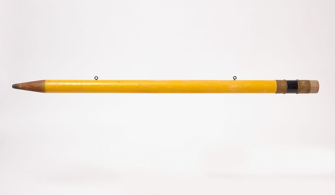 Pencil Trade Sign: Pencil trade sign. Carved wood with original paint. American, first half 20th century. L 59-1/2 in.