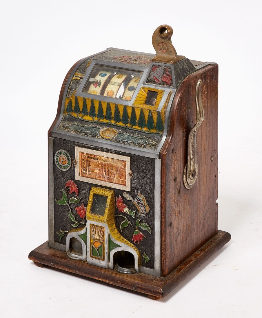 Pace 5-Cent Poinsettia Gooseneck Slot Machine (1 of 4)