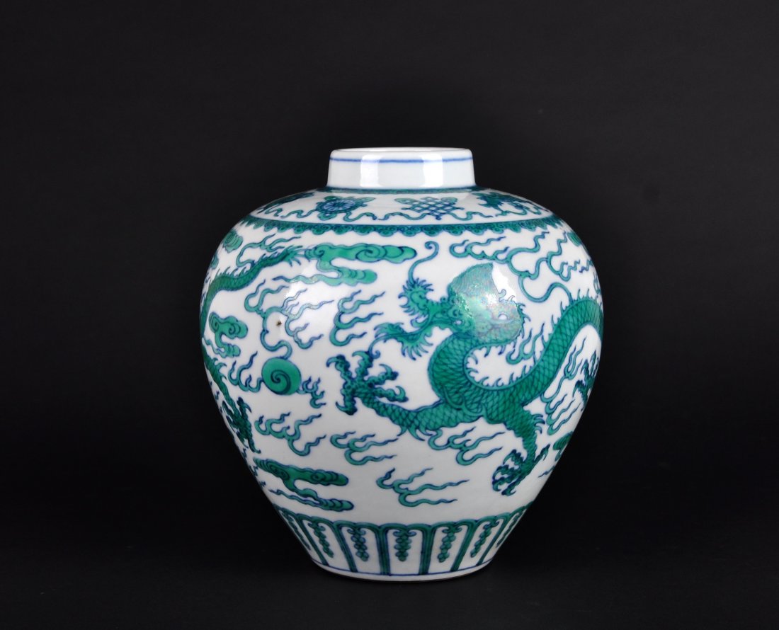 A Doucai Dragon Jar, Qing Dynasty (1 of 9)