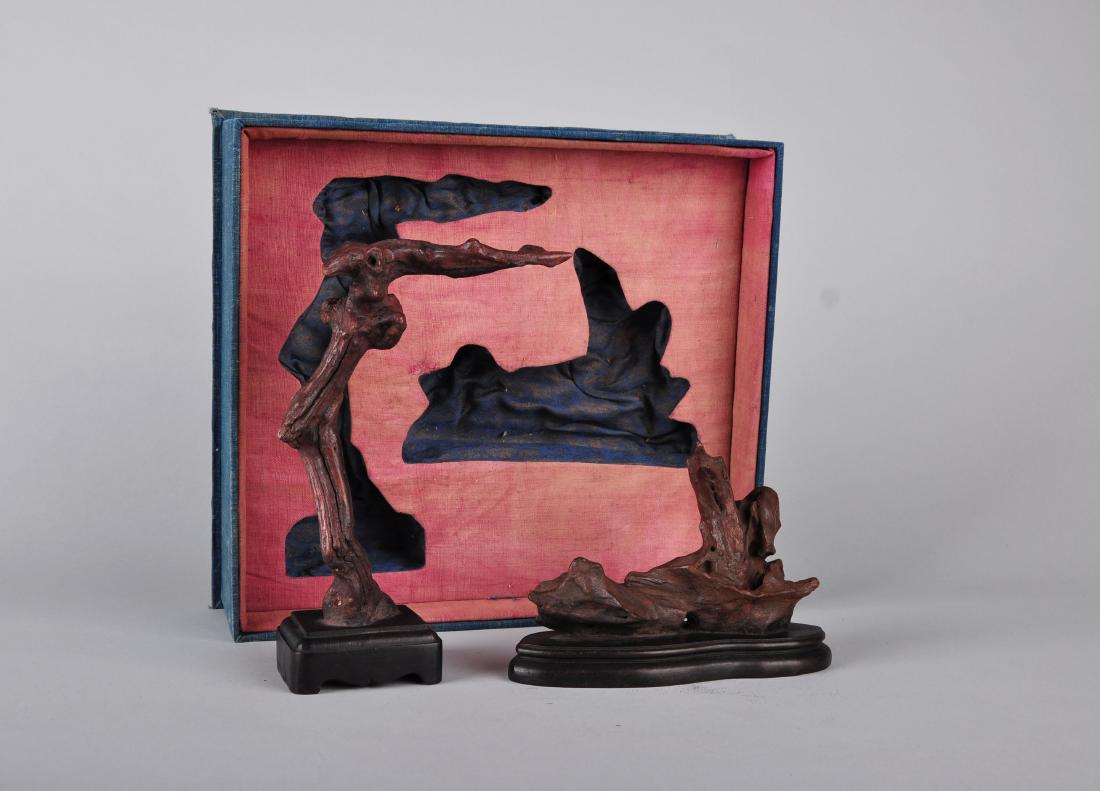 TWO ALOE WOOD SCHOLAR'S OBJECTS, QING DYNASTY (1 of 6)