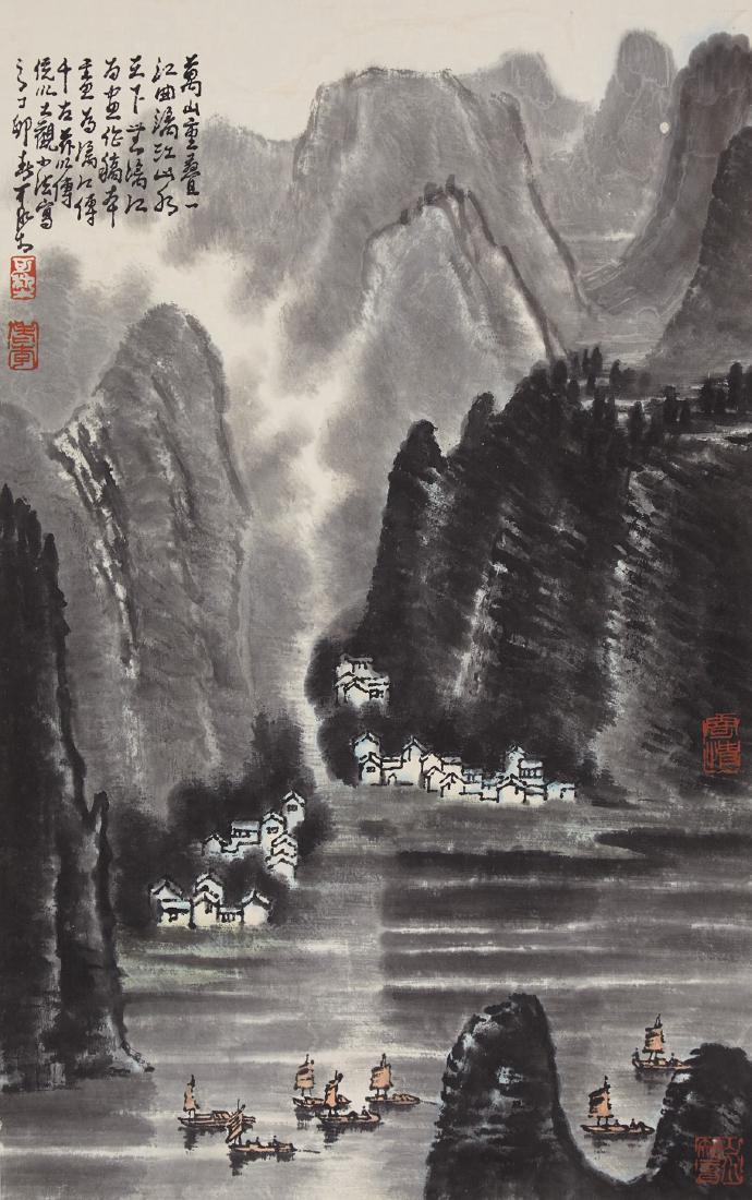 AFTER LI KE RAN, 'LANDSCAPE, INK AND COLOR ON PAPER,: After Li Ke Ran, 'Landscape, Ink And Color On Paper, Hanging Scroll; æŽå¯æŸ“ ; æ¼“æ±Ÿå±±æ°´; ç´™æœ¬ç«‹è»¸ Dimension: 64x40cm Currency: Price in USD