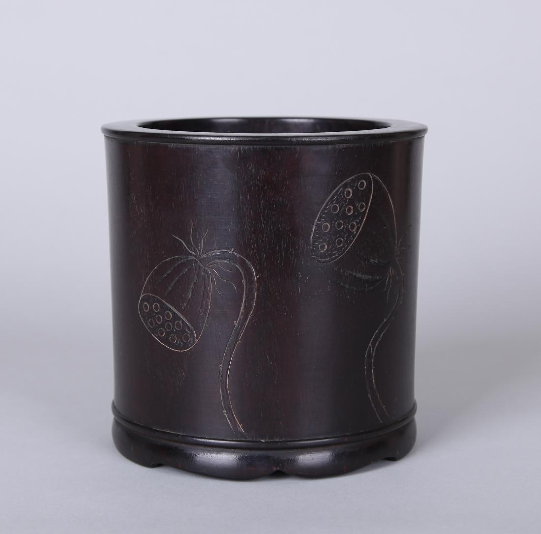 A CHINESE ZITAN BRUSH POT, QING DYNASTY (1 of 7)