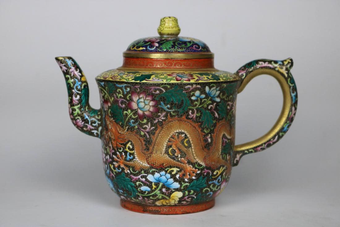 A CHINESE ENAMELED ZISHA POT, QING (1 of 10)